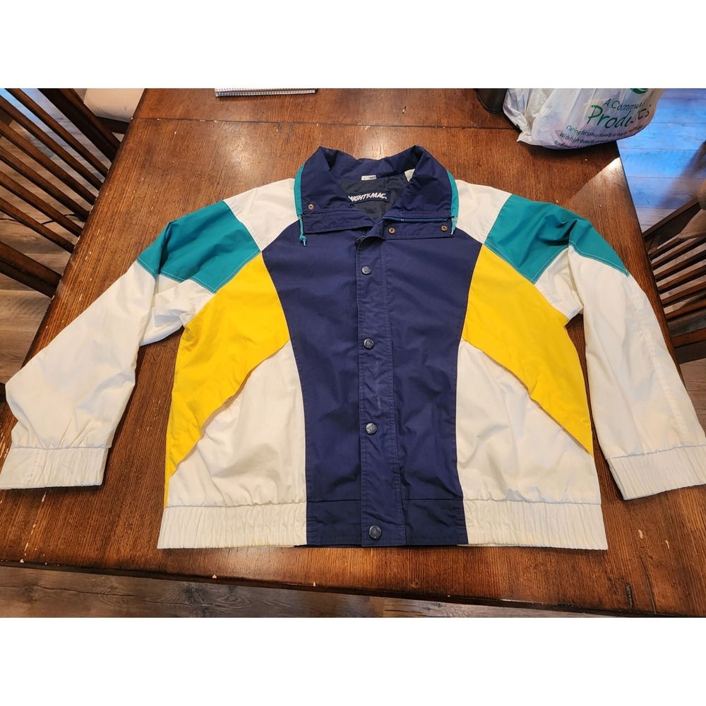 Vintage 80's Mighty Mac Jacket Windbreaker Fall Full Zip Mens Sz L‎